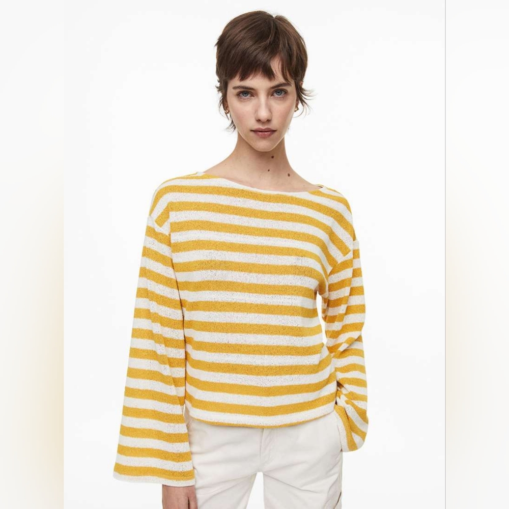 H&M Yellow and White Striped Sweater